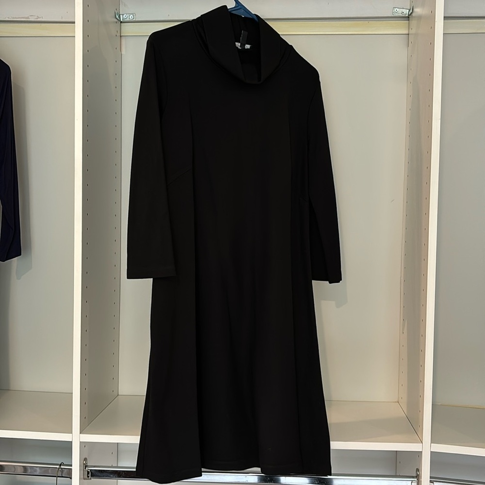 Isabella Oliver black maternity dress.  Turtleneck collar.